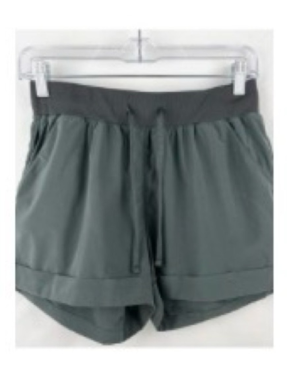 Zella Workout Shorts Size Small Olive Green activewear cuffed hem NEW